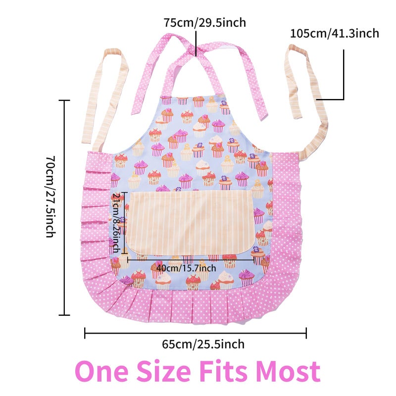 Alex Virtue Lovely Flower Pattern Retro Aprons With Large Pockets for Women Girls Cooking Kitchen Bakery Mother's Gift (Cute Cake) - Image 5