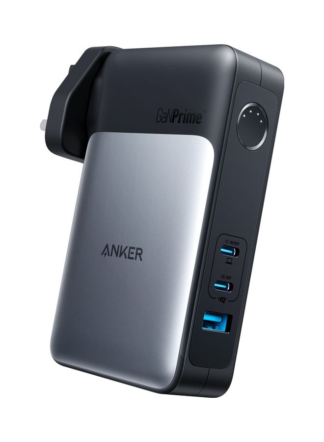 بنك طاقة 733 (GaNPrime PowerCore 65W)، شاحن هجين 2 في 1، شاحن محمول USB-C بقدرة 10000 مللي أمبير بقدرة 30 وات مع شاحن حائط بقدرة 65 وات، يعمل مع هواتف iPhone 13 وSamsung وPixel وMacBook وDell والمزيد باللون الأسود - Image 1