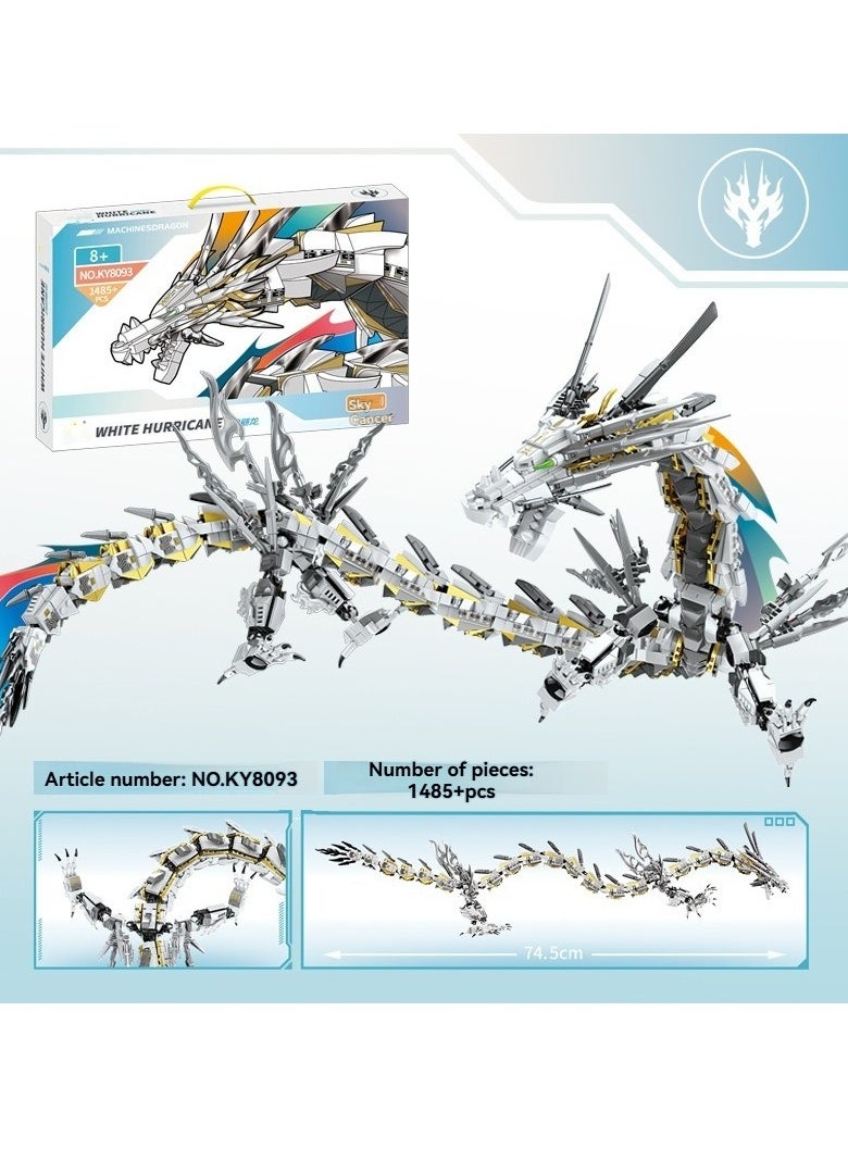 M MIAOYAN Dragon Series White Mechanical Hurricane Dragon Building Block Set, Home Decoration, Mechanical Yuanlong Compatible Building Blocks Educational Assembly Toy Mechanical Mecha - Very Suitable Toy Gift for Children and Adults,  - Image 1