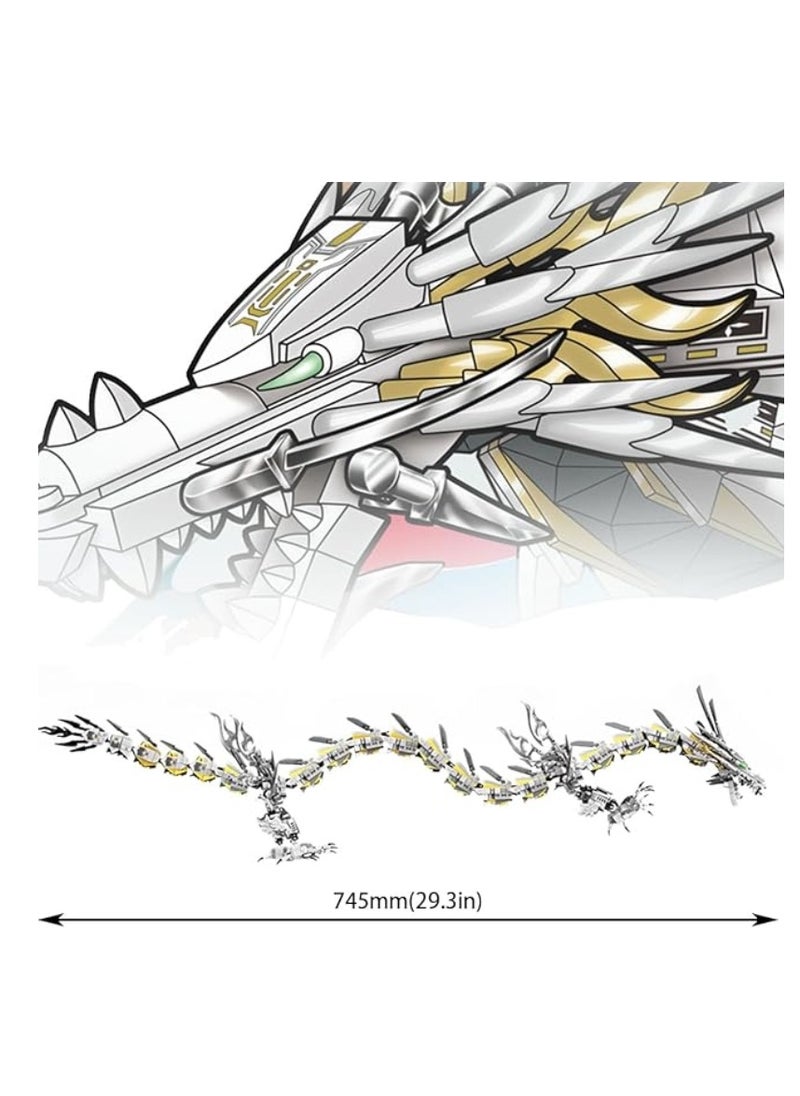 M MIAOYAN Dragon Series White Mechanical Hurricane Dragon Building Block Set, Home Decoration, Mechanical Yuanlong Compatible Building Blocks Educational Assembly Toy Mechanical Mecha - Very Suitable Toy Gift for Children and Adults,  - Image 3