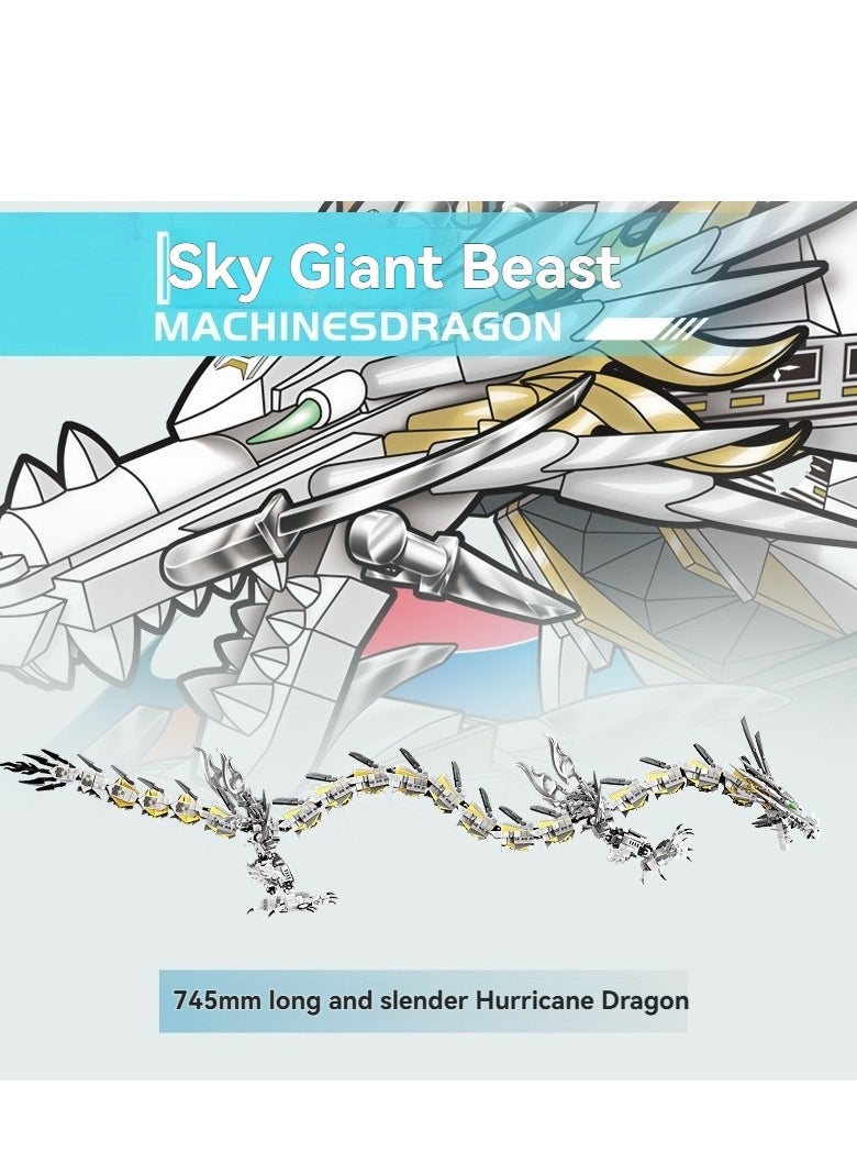 M MIAOYAN Dragon Series White Mechanical Hurricane Dragon Building Block Set, Home Decoration, Mechanical Yuanlong Compatible Building Blocks Educational Assembly Toy Mechanical Mecha - Very Suitable Toy Gift for Children and Adults,  - Image 5