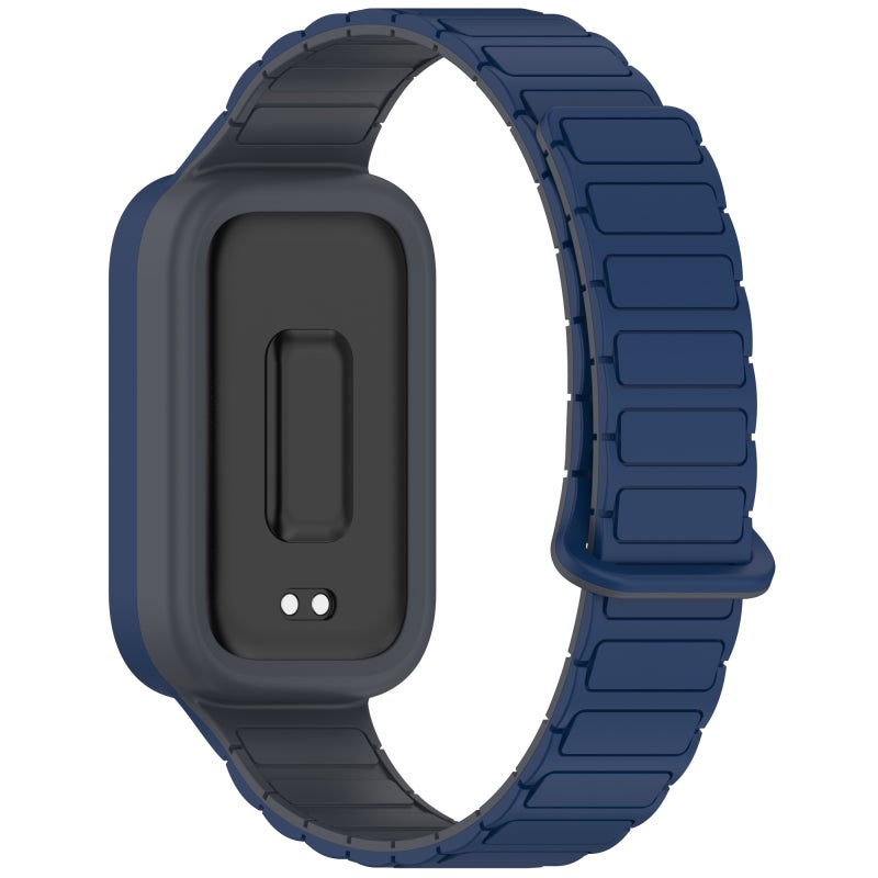 erorex For Xiaomi Band 9 Active Dual Color Soft Case Integrated Magnetic Silicone Watch Band(Midnight Blue Gray) - Image 2