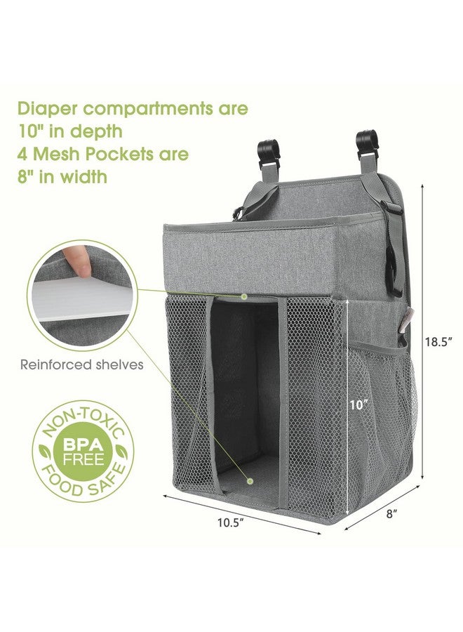 Maliton Maliton Changing Table Diaper Organizer - Baby Hanging Diaper Stacker Nursery Caddy Organizer for Cribs Playard Baby Essentials Storage - Hold 52+ Diapers - 18.5" x 10.5" x 8" (Gray) - Image 5