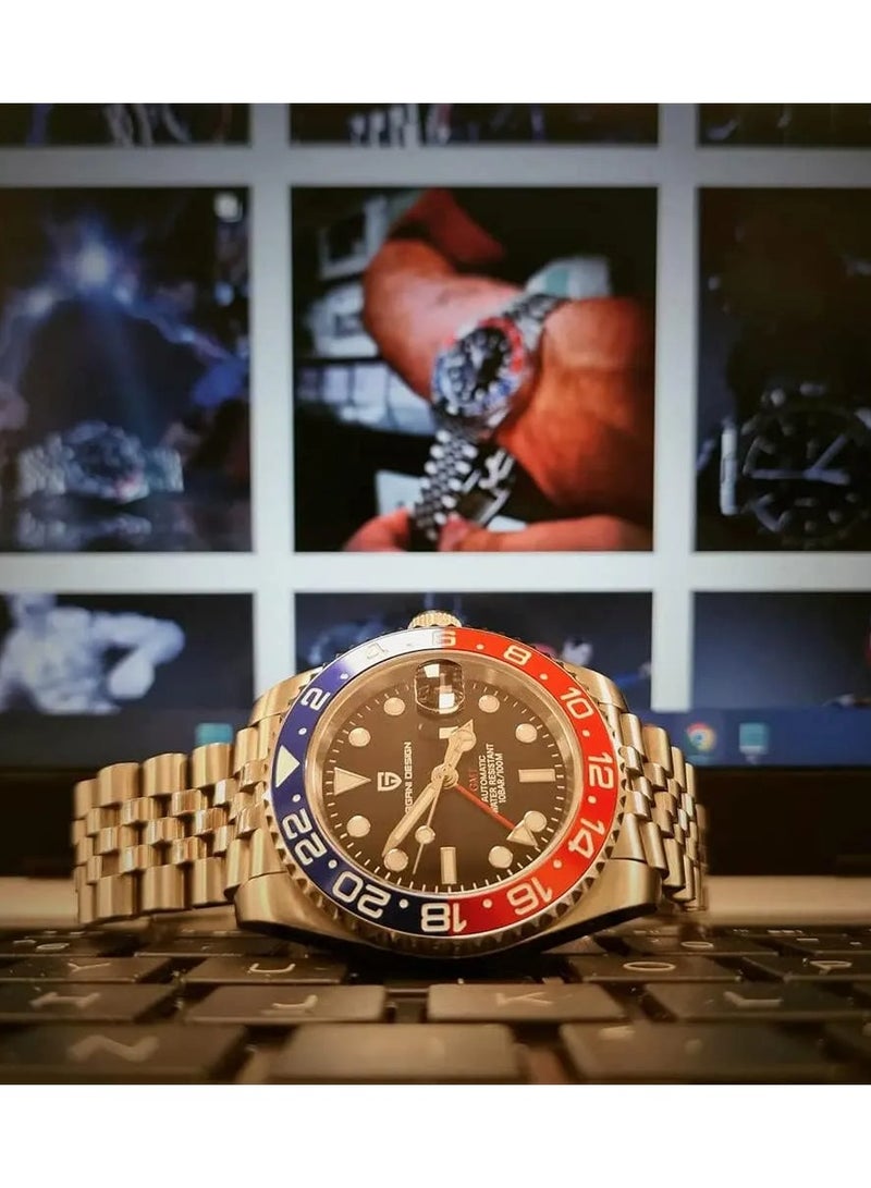 PAGANI DESIGN ساعة بيبسي GMT الأوتوماتيكية للرجال PD1662 - سوار جوبيل 40 مم - Image 3