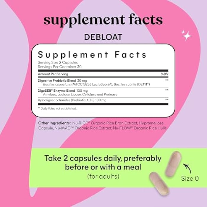 Lemme Purr & Debloat Capsule Bundle - Vaginal Health Supplement for Women, Debloat Capsules for Bloating & Gas Relief, Probiotics & Prebiotics - Gluten Free, Non-GMO - 60 Ct. Each - Image 5