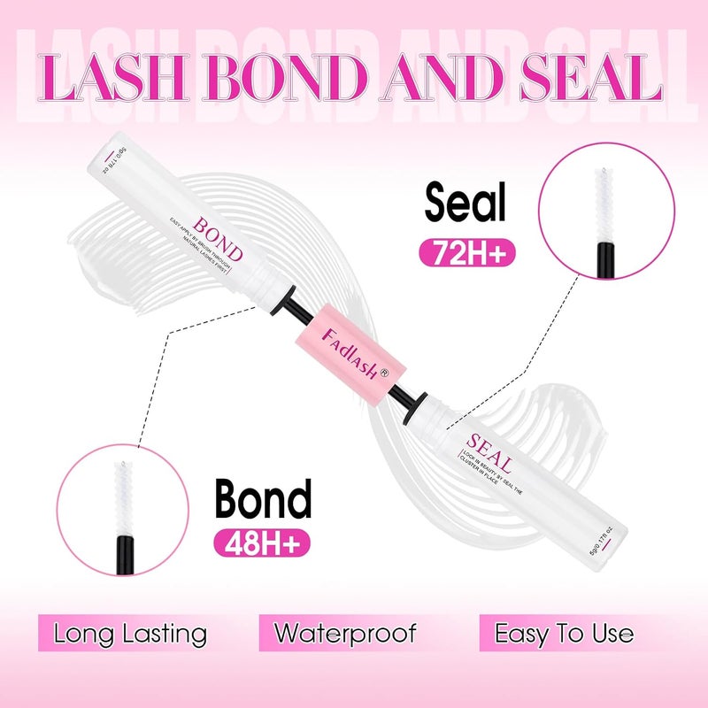 FADLASH Lash Extension Kit 40D Lash Clusters C Curl Lash Cluster Kit DIY Eyelash Extension Kit with Lash Bond and Seal Lash Tweezer 3D Fluffy Cluster Lashes (Kit, 40D-0.07C-Mix8-20) - Image 3