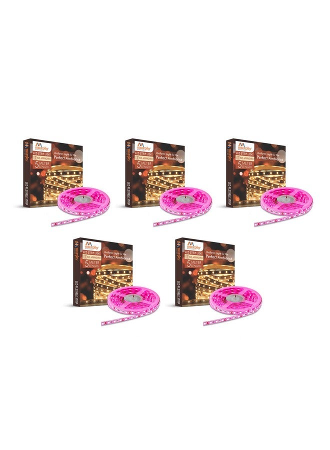 Murphy 25W LED Strip 2835 Cove Light 5 Metre (Pink) with Driver, Pack of 5 - Image 1