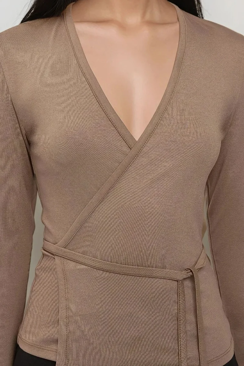 Hiccup Soft Touch Knitted V-Neck Long Sleeve Viscose Blouse