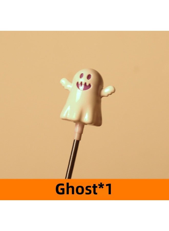 Halloween Pumpkin Lights Hand Rocking Stick Ghost Hand Rocking Stick Halloween Funny Decorative Toy Jewelry Lights-Specification:Ghost Button Battery Model-Colour:Standard - Image 1