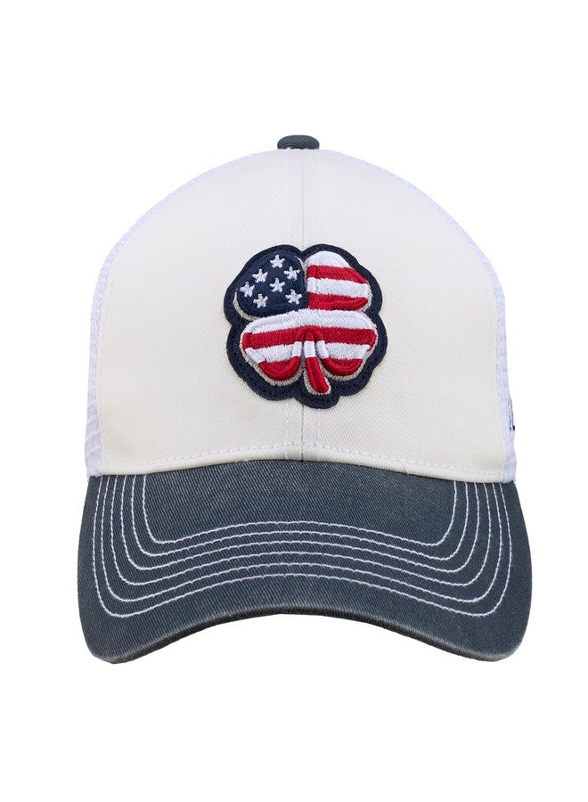 Black Clover, Unisex, USA 2T Vintage 3 Adjustable Hat, White Hat/3D USA Flag Clover, One Size - Image 2