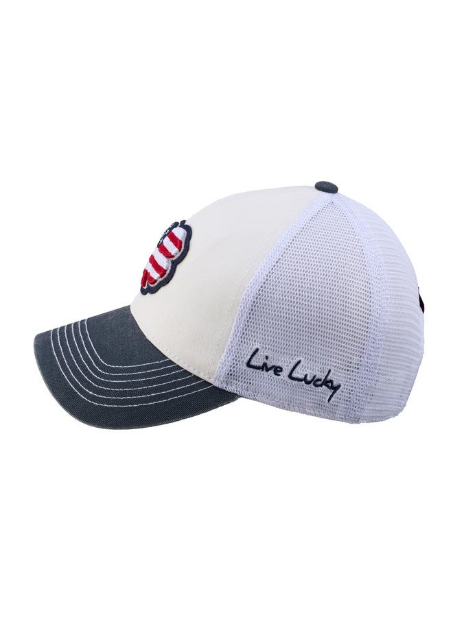 Black Clover, Unisex, USA 2T Vintage 3 Adjustable Hat, White Hat/3D USA Flag Clover, One Size - Image 4
