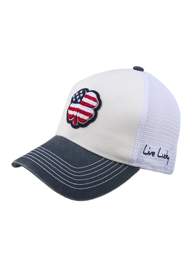 Black Clover, Unisex, USA 2T Vintage 3 Adjustable Hat, White Hat/3D USA Flag Clover, One Size - Image 3