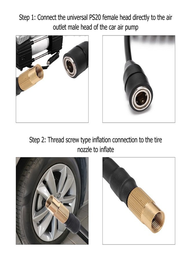 Estink Car Air Pump Hose, 300cm/9.84ft Length PS20 Female Plug Tire Inflator Extension Tube Auto Tire Pump Hose Adapter Replacement for Tire Nozzle Car Motorcycle, Black - Image 5
