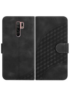 HuHa Case Cover For Xiaomi Redmi 9/9 Prime/Poco M2 YX0060 Elephant Head Embossed Phone Leather Case with Lanyard Black 