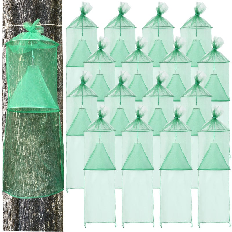 Qualirey 8 Pack Spotted Lanternfly Traps Lantern Fly Killer Mesh Tree Trap with Jute Rope and Nails Effective Way to Catch Lantern Flies and Nymphs Green - Image 2