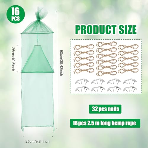 Qualirey 8 Pack Spotted Lanternfly Traps Lantern Fly Killer Mesh Tree Trap with Jute Rope and Nails Effective Way to Catch Lantern Flies and Nymphs Green - Image 3