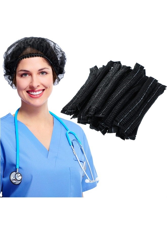 Handepo 500 Pieces Disposable Hair Nets Food Service Bulk, Women Bouffant Cap Non Woven Clip Caps, 21 Inch Hair Head Cover Nets (Black) - Image 1