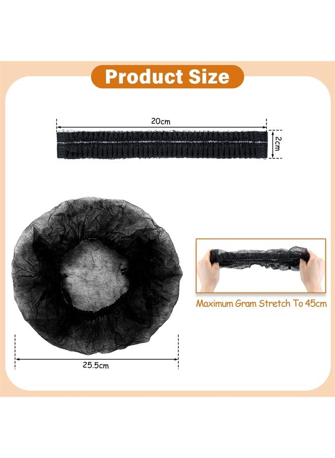 Handepo 500 Pieces Disposable Hair Nets Food Service Bulk, Women Bouffant Cap Non Woven Clip Caps, 21 Inch Hair Head Cover Nets (Black) - Image 2