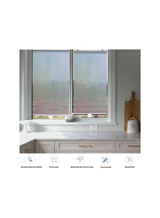 The Bros ستارة تعتيم، ستائر شفط محمولة، ستائر مكتب، ستائر قابلة للسحب بدون ثقب، مظلة شمسية للنافذة والشرفة بدون مسامير (فضي) - Image 3