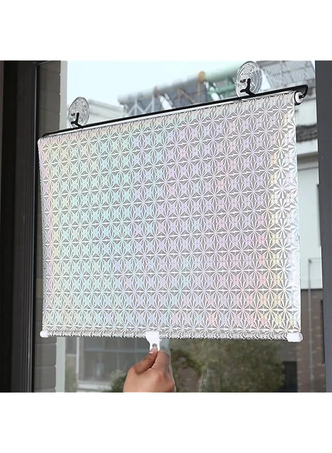 The Bros ستارة تعتيم، ستائر شفط محمولة، ستائر مكتب، ستائر قابلة للسحب بدون ثقب، مظلة شمسية للنافذة والشرفة بدون مسامير (فضي) - Image 1