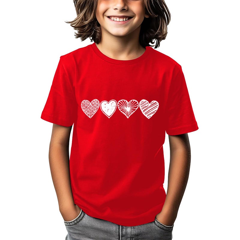 Grezea Kids Valentines Shirtï¼šValentine Cute Love Heart Graphic T-Shirt Valentine's Day Outfit Love Heart Tee - Image 4
