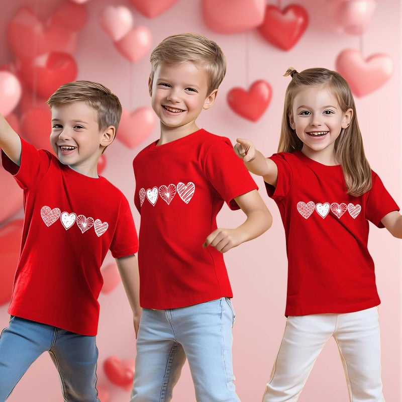 Grezea Kids Valentines Shirtï¼šValentine Cute Love Heart Graphic T-Shirt Valentine's Day Outfit Love Heart Tee - Image 3