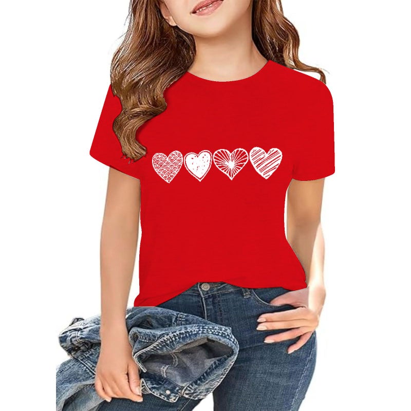 Grezea Kids Valentines Shirtï¼šValentine Cute Love Heart Graphic T-Shirt Valentine's Day Outfit Love Heart Tee - Image 1