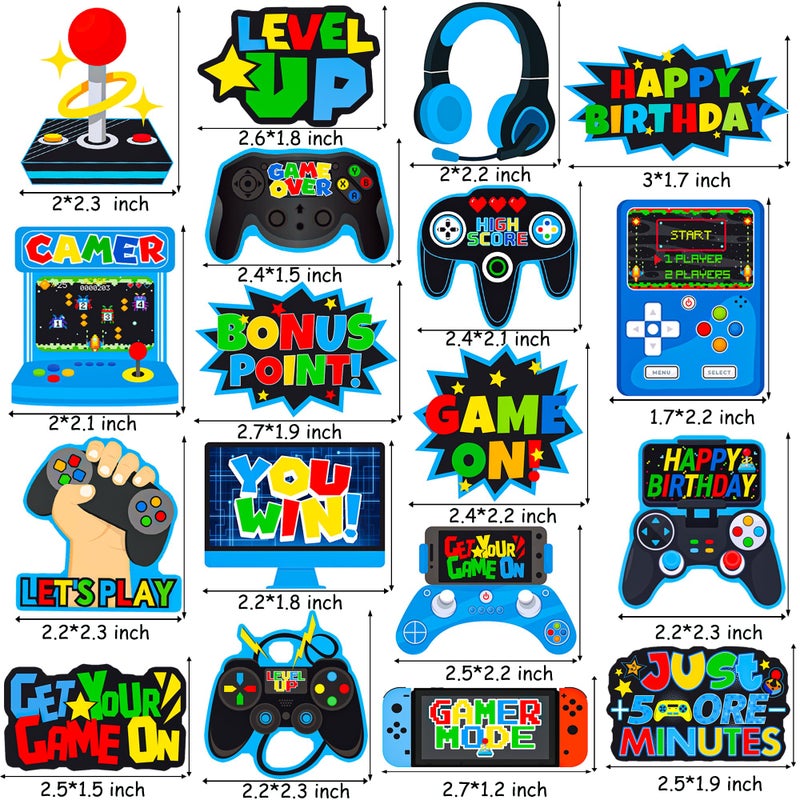 umoni Video Game Cupcake Toppers 36pcs Game Party Cupcake Picks Game On Controllers Cake Picks Gamepad Birthday Party Decoration for Game Theme Baby Shower Supplies(Blue) - Image 3