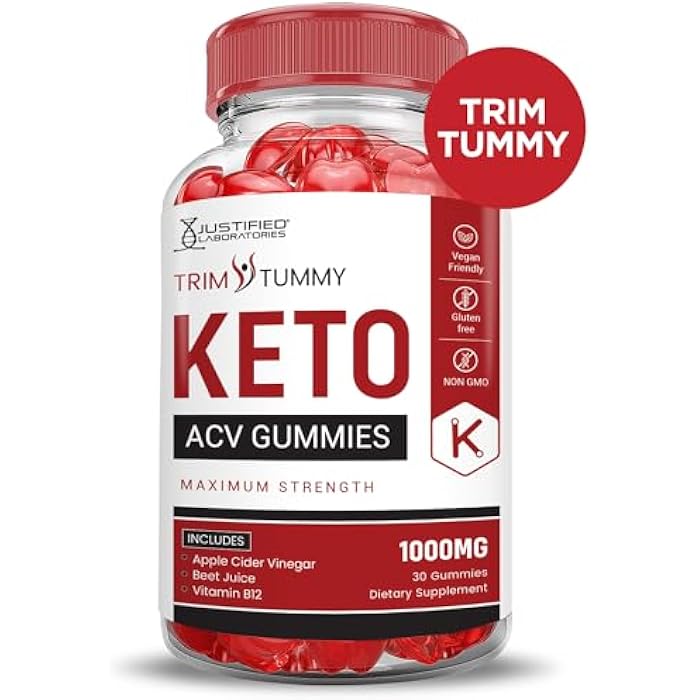 Justified Laboratories Trim Tummy Keto ACV Gummies Advanced Formula 1000MG Trim Tummy Keto Gummies Apple Cider Vinegar Formulated with Pomegranate Beet Juice Powder B12 Vegan Non GMO 60 Gummys - Image 3