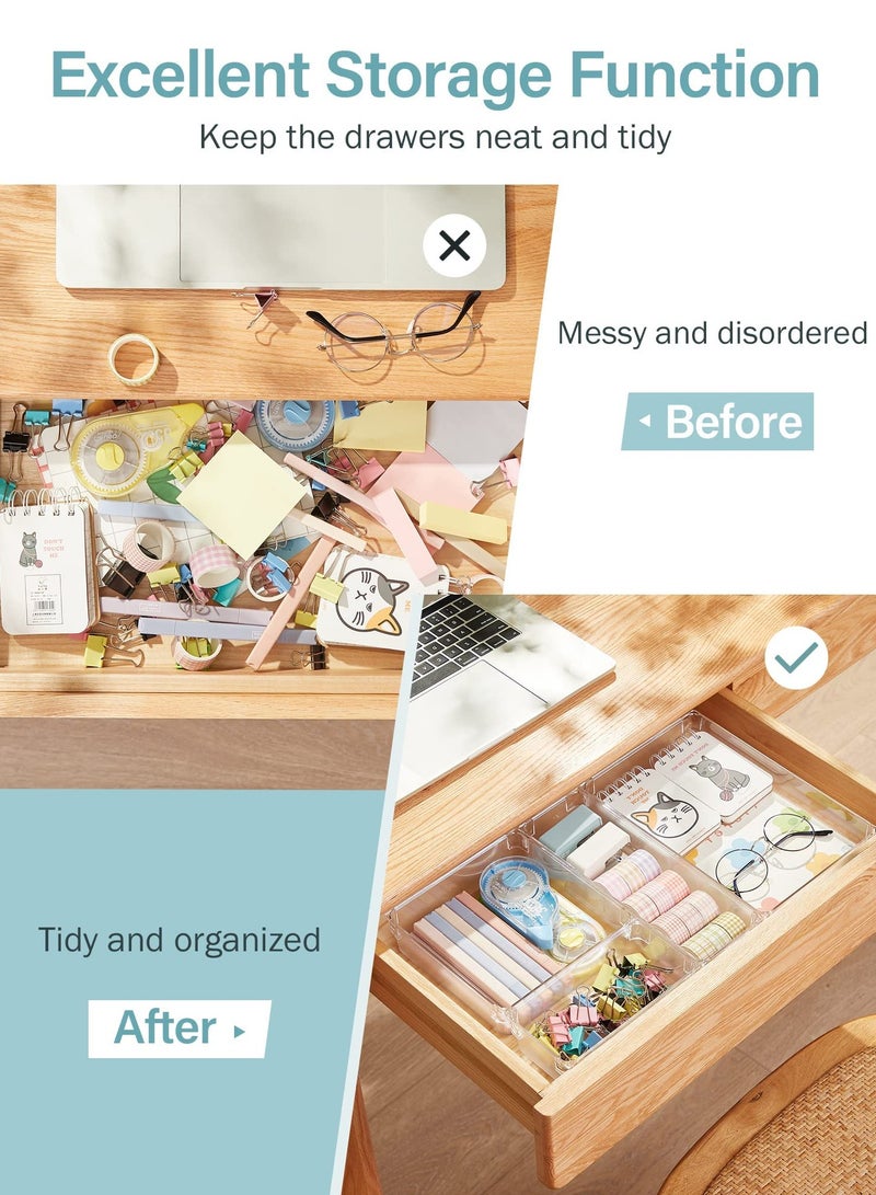 9 Pcs Desk Drawer Organizer Trays 4-Size Bathroom Drawer Tray Dividers Plastic Vanity Organizers Storage Bins for Makeup Dresser Kitchen Office  - Image 4