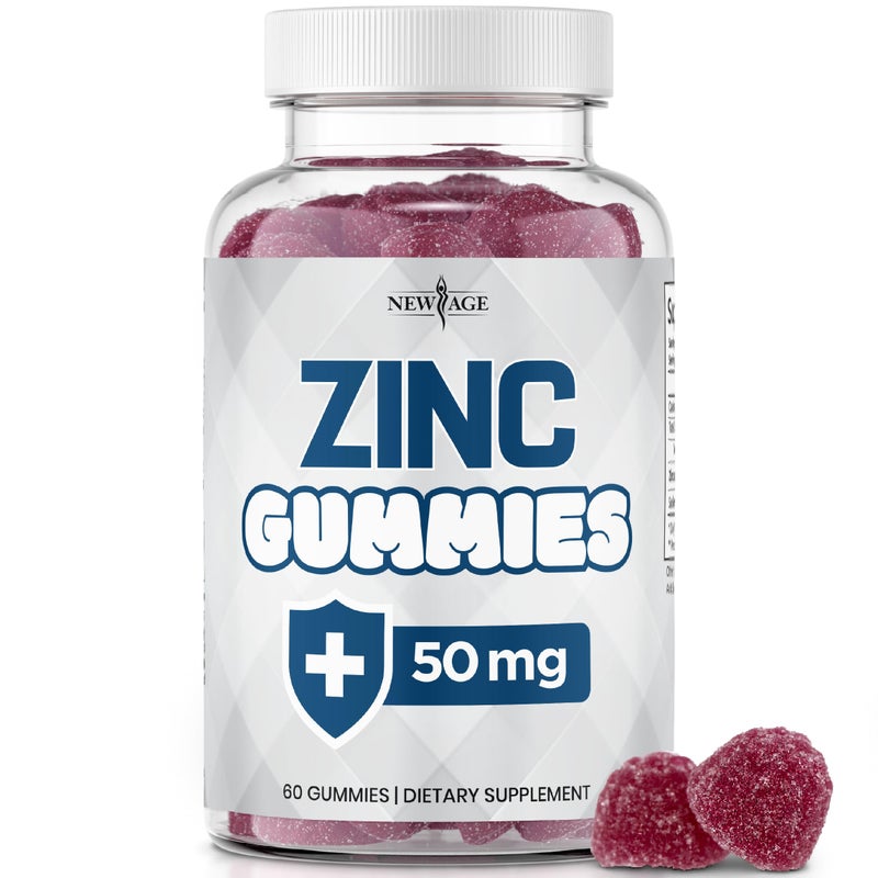 NEW AGE Zinc Gummies 50mg High Immune Booster Zinc Supplement Immune Defense Powerful Natural Antioxidant NonGMO by New Age 60 Count Pack of 1