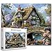Tucocoo 1000 Piece Jigsaw Puzzles for Adults Cabin Scenery Painting Jigsaw Puzzle Flowers 1000 Pieces Puzzles Bridge River Flowers House Wall Decor DIY Craft Puzzle Vintage Thatched Cottage Art - Image 2
