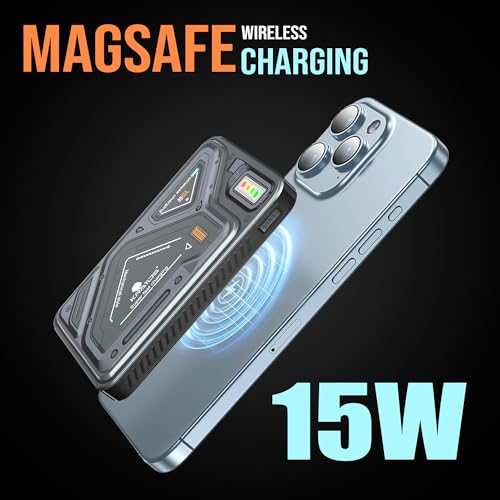 Kratos PB03 Magsafe Powerbank 10000mAh, Mechanical Design,15W wireless power bank for iphone, Fast Charging 22.5W PD Output & USB-A Output, Compatible with iPhone 11/12/13/14/15/16/17 & Samsung series - Image 2