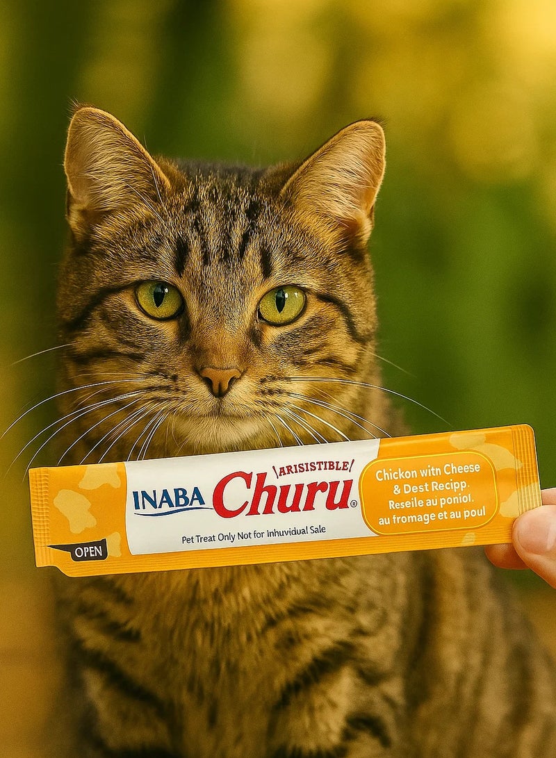 INABA 5 packs Cat Treats – Chicken with Cheese & Beef Recipe (5 pcs × 14g) - Image 1