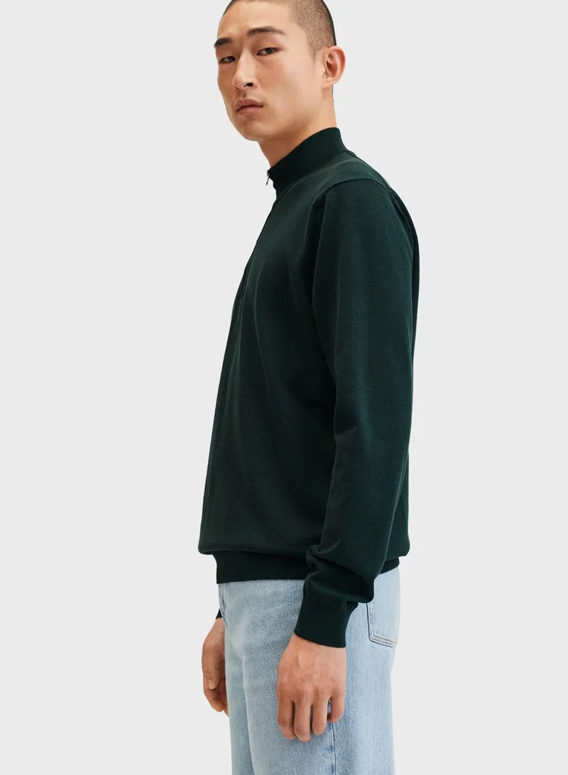 Mango Man Knitted Zip Detail Sweater