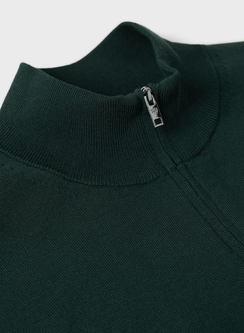 Mango Man Knitted Zip Detail Sweater