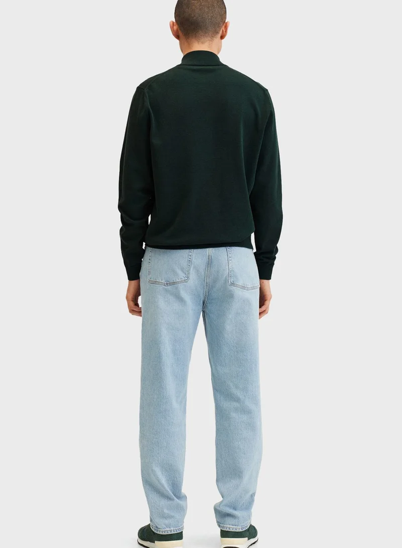 Mango Man Knitted Zip Detail Sweater