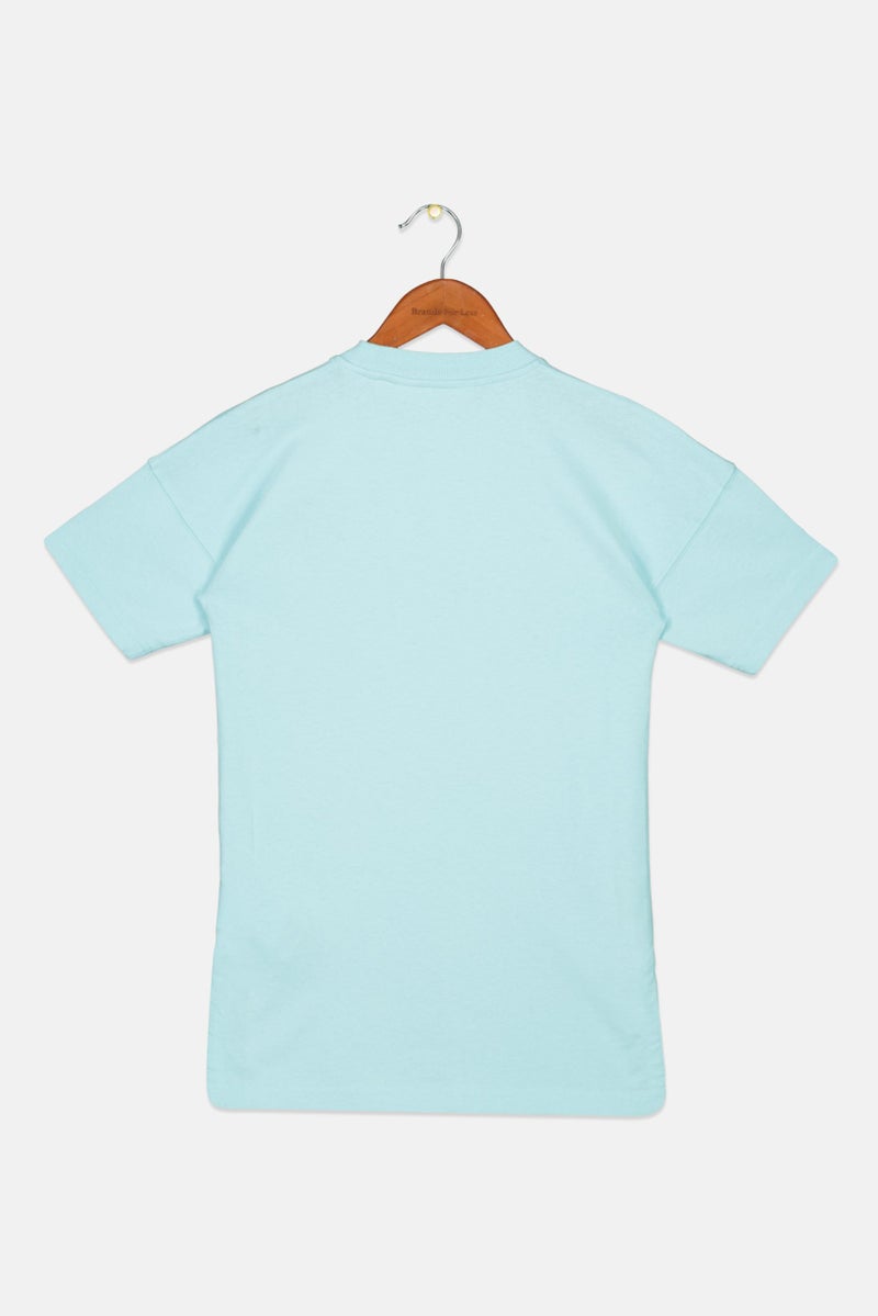 Palm Angels Toddlers Girl Crew Neck Short Sleeve Embroidered Logo T Shirt, Turquoise - Image 2