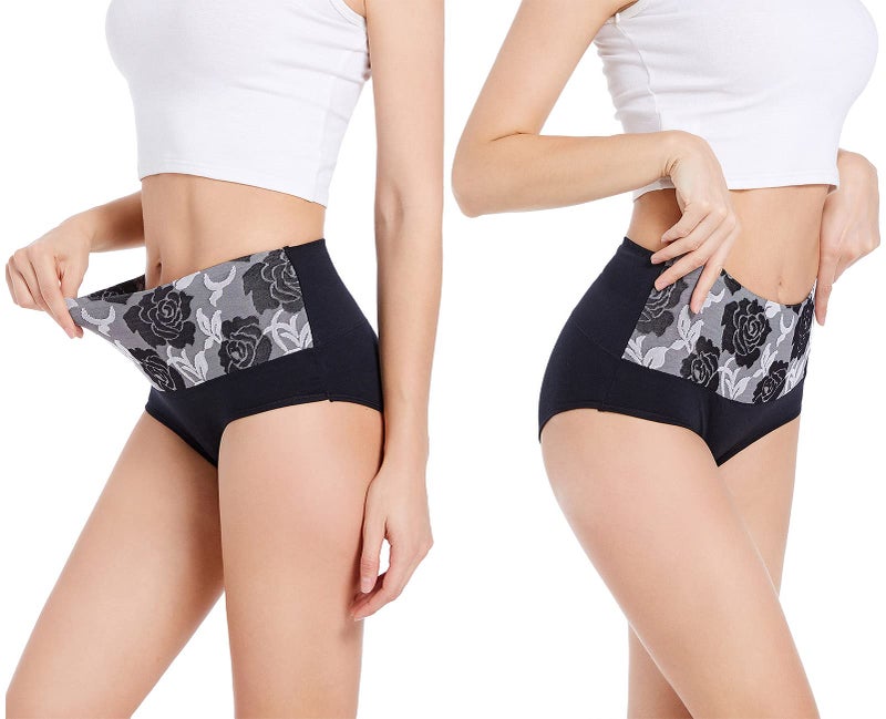 HAVVIS Women's Briefs Underwear Cotton High Waist Tummy Control Panties Rose Jacquard Ladies Panty Multipack (Brief 01-8 Pack - Assorted Colors, 3X-Large) - Image 4
