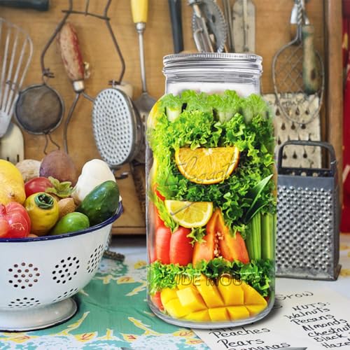 eleganttime 128 oz Mason Jars Extra Wide Mouth 2 Pack, 1 Gallon Glass Large Jars with Airtight Lid, Safe for Food Storage,Curing, Fermentation and Preservation(Not standard wide mouth) - Image 5