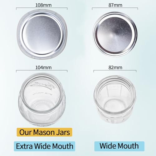 eleganttime 128 oz Mason Jars Extra Wide Mouth 2 Pack, 1 Gallon Glass Large Jars with Airtight Lid, Safe for Food Storage,Curing, Fermentation and Preservation(Not standard wide mouth) - Image 3