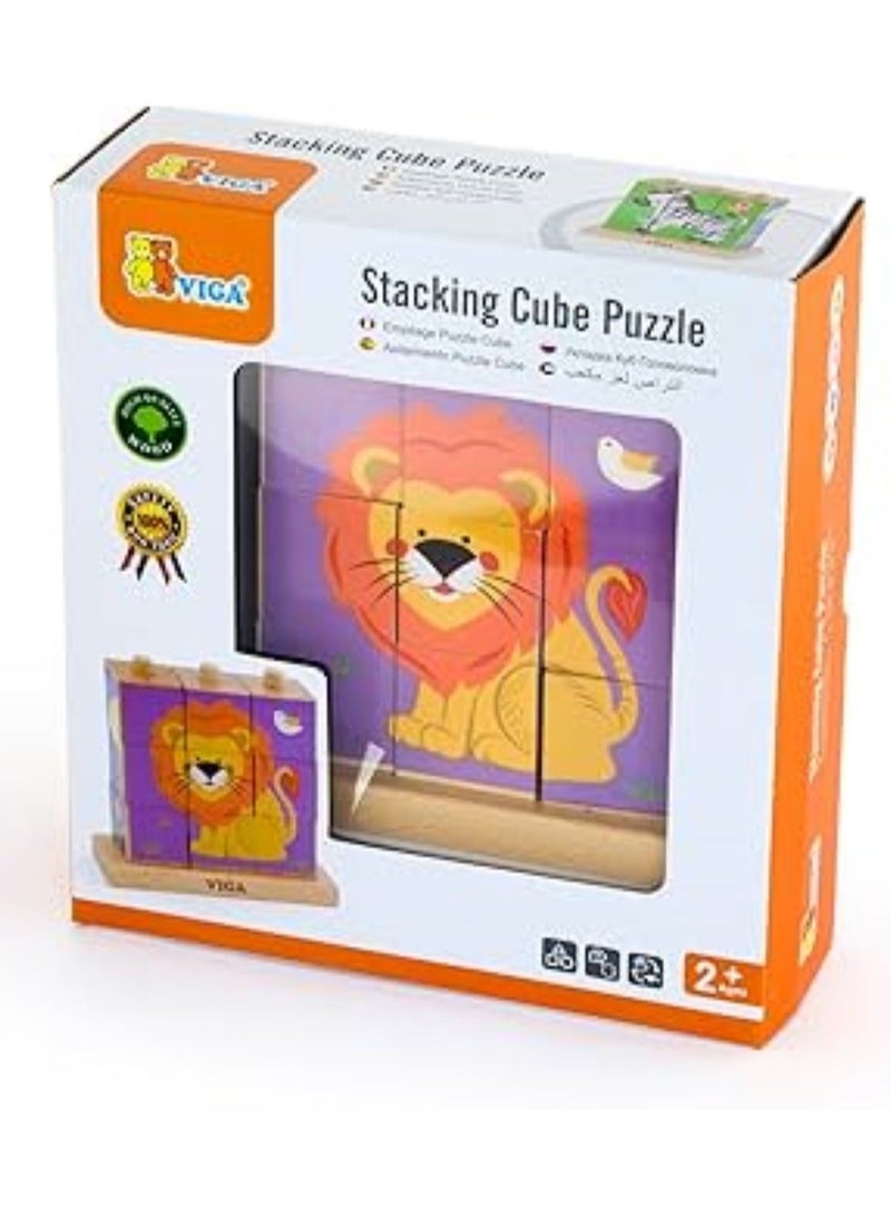 Viga Wooden Stacking Cube Puzzle - Wild Animals - Image 1