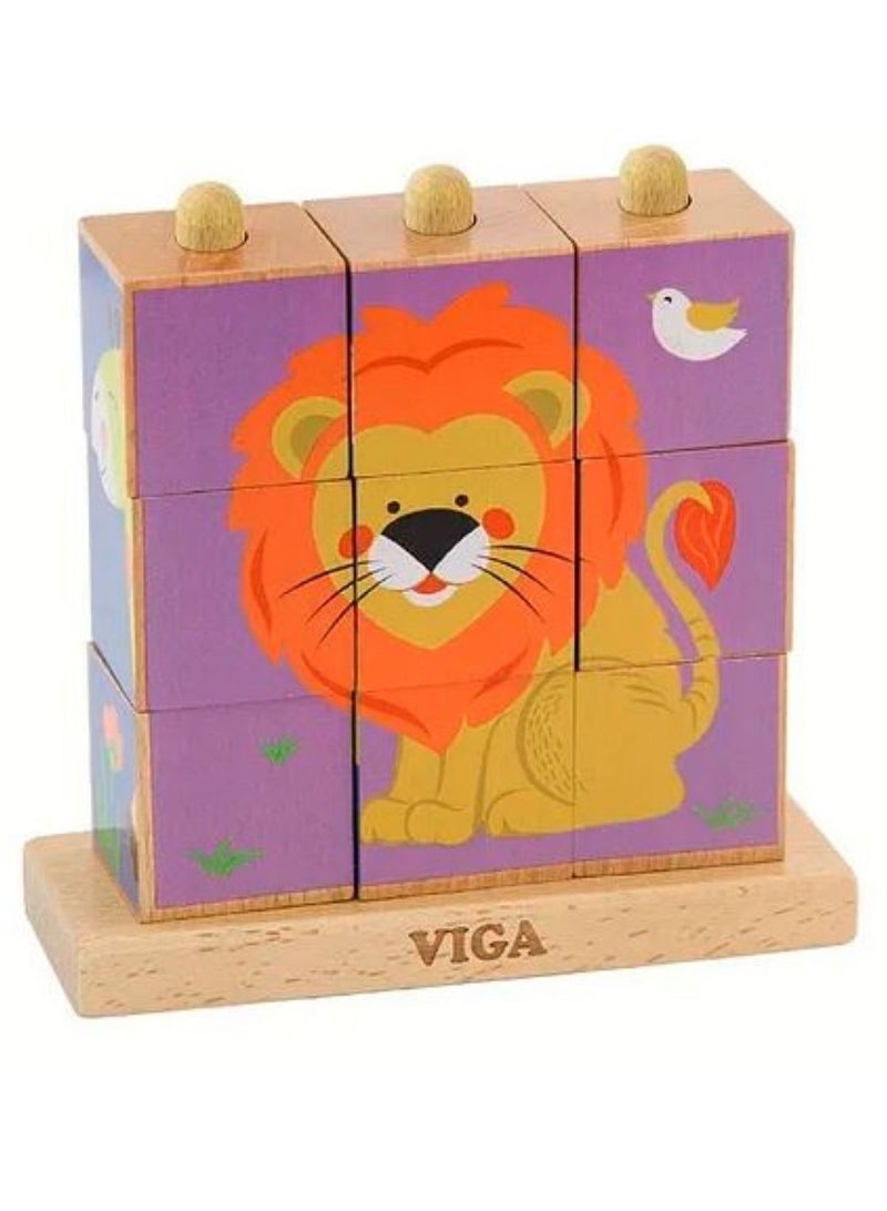 Viga Wooden Stacking Cube Puzzle - Wild Animals - Image 2