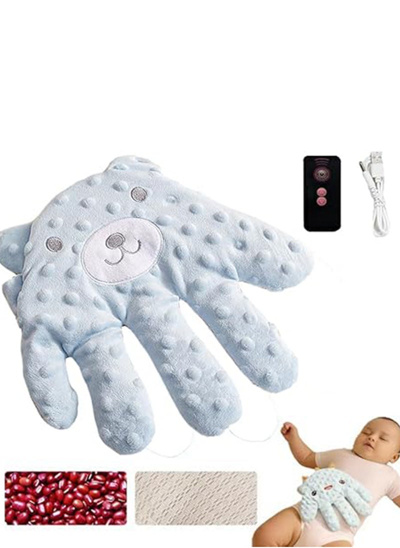HANAMICHI Baby soothing palm baby pat sleep soothing artifact baby anti-fright pressure pillow anti-flatulence touchable sleeping pillow heating baby sleep soothing device (blue bear)  - Image 1