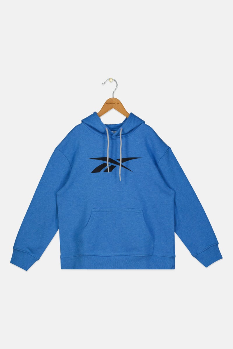 Reebok Kids Boy Brand Logo Long Sleeve Hoodie, Blue Heather - Image 1