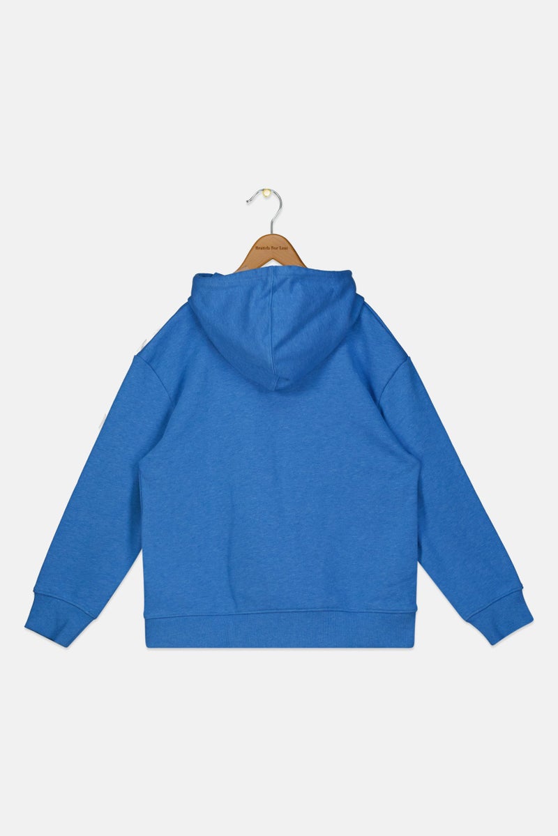 Reebok Kids Boy Brand Logo Long Sleeve Hoodie, Blue Heather - Image 2