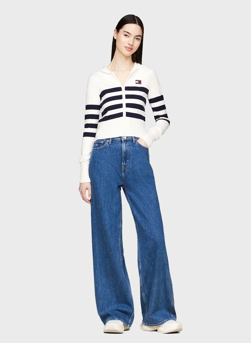 TOMMY JEANS TJW STRIPE ZIP THRU BADGE HOOD