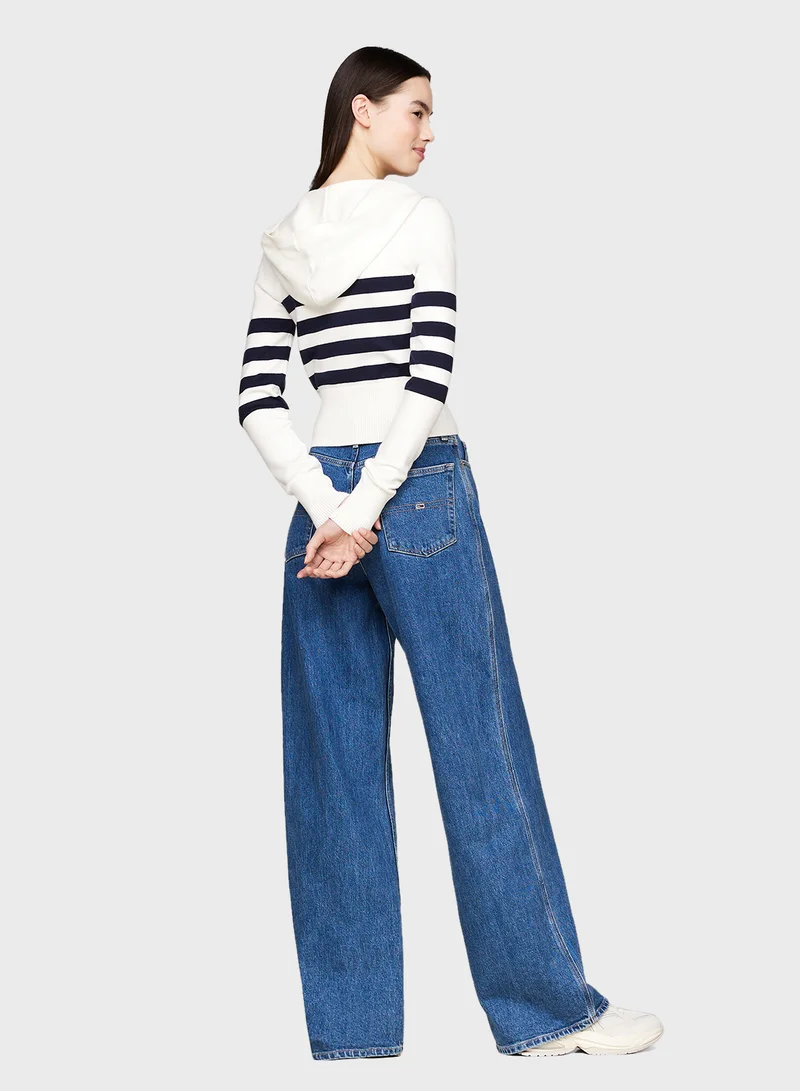 TOMMY JEANS TJW STRIPE ZIP THRU BADGE HOOD