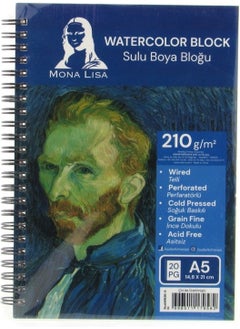 Mona Lisa A5 Watercolor Block 210 gr Wire Drawing Notebook 