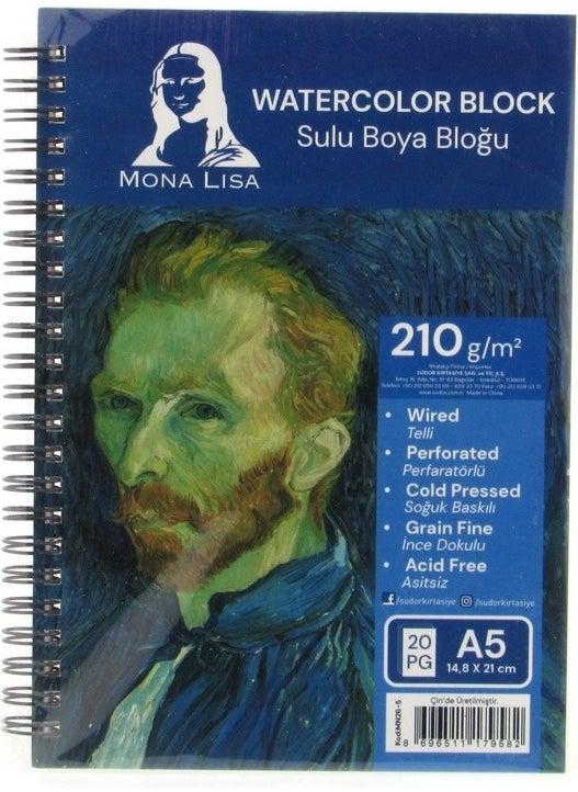 Mona Lisa A5 Watercolor Block 210 gr Wire Drawing Notebook 